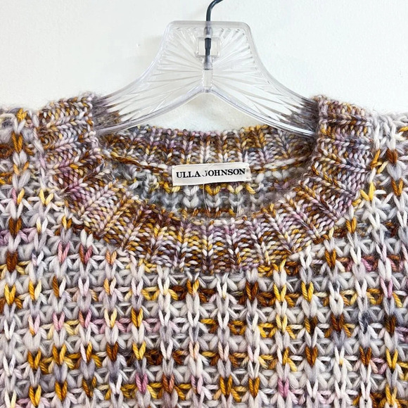 Ulla Johnson Rosina Colorful Puff Sleeve Crew Neck Alpaca Blend Knit Sweater M/L - Picture 7 of 12